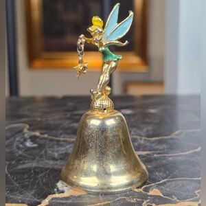 Vintage Walt Disney Prod. Tinker Bell Figurine Hand Bell 70s Enamel Disneyana